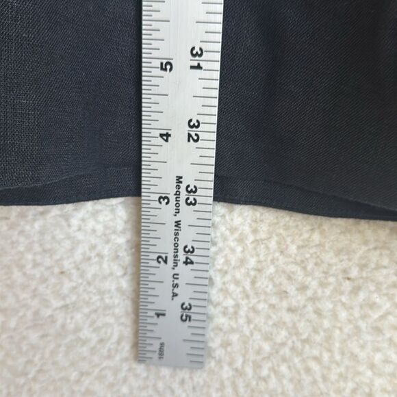 Madewell V Neck Mini Dress 100% Linen‎ Womens XXS Black - Picture 7 of 8